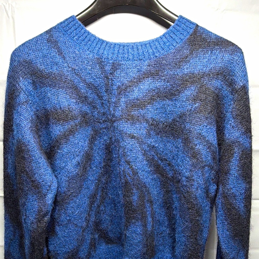 Vince Alpaca Mohair Blend Sweater Womens S Small Blue Black Tie Dye Pullover